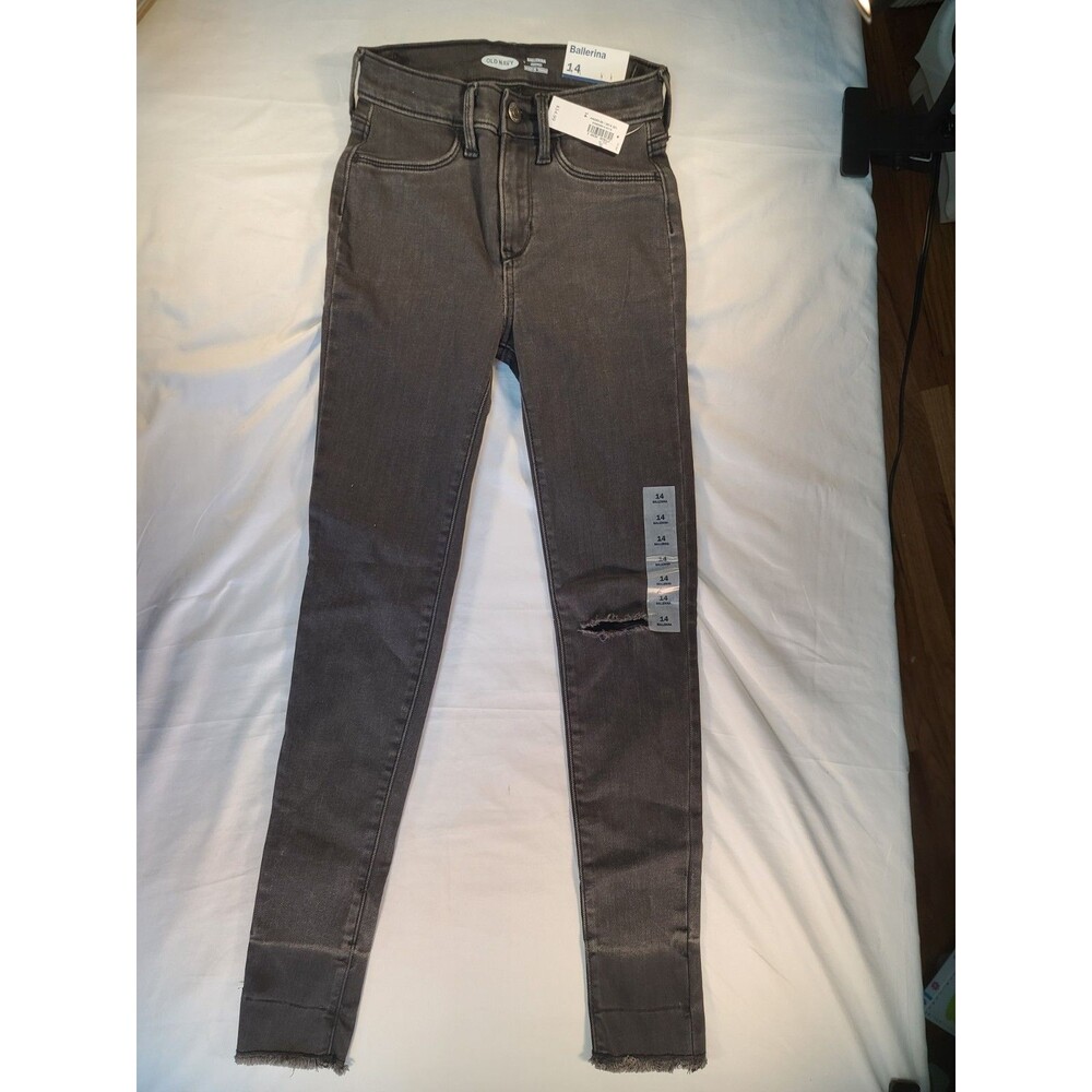 Old Navy Girls Size 14 Ballerina Jeggings Gray Wash Frayed Hem NWT